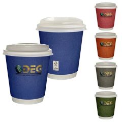 10 Oz Full Color Ridge Insulated Paper Cup With Lid