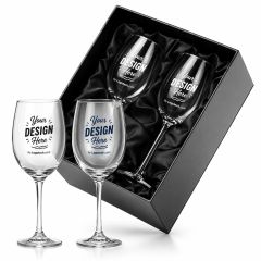 10 Oz Wine Glasses, 2-Piece Set In Bellagio Box Screen Prin