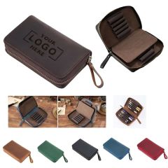 10-Pen Genuine Cowhide Pen Case
