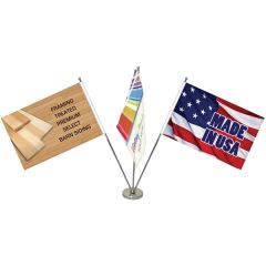11.4-20 Inch Metal Telescopic Flagpole W/ 3 Flags