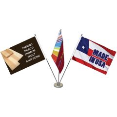 11.4-20 Inch Metal Telescopic Flagpole W/ 3 Flags