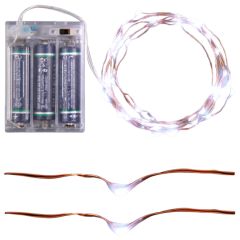 118 Inch White LED String Lights Battery Operated