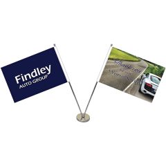11-19.7 Inch Metal Telescopic Flagpole W/ 2 Flags