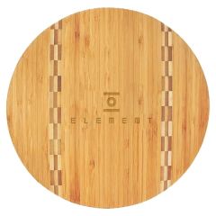 11 3/4 Inch Round Bamboo Cutting Board With Butcher Block Inlay