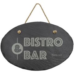 11 3/4 Inch X 7 3/4 Inch Oval Slate Decor With Hanger String