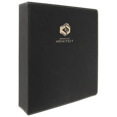 11 Inch X 11.5 Inch Black/Gold Leatherette 3 Ring Binder W/ 2 Inch D-Rings