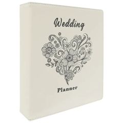 11 Inch X 11.5 Inch White Leatherette 3 Ring Binder W/ 2 Inch D-Rings