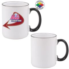 11 Oz White Mug With Black Handle & Halo