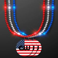 USA Flag Medallion on Beads Usamd