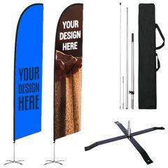 12 Ft Premium Double Sided Angled Flag Pole Ground Stake