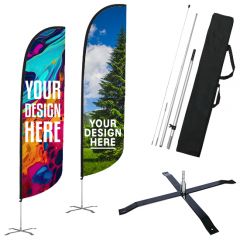 12 Ft Premium Double Sided Convex Flag Pole Ground Stake