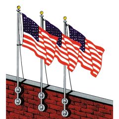 12 Ft Vertical Wall Mounted Flagpole Set With Brackets