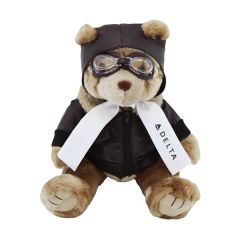 12 Inch Brown Aviator Bear With One Color Imprint