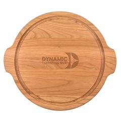 12 Inch Cherry Round Cutting Board W/ Juice Groove & Handles