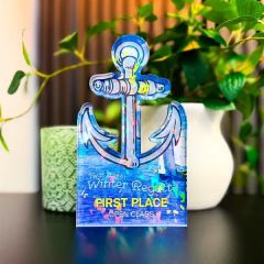 1/2 Inch Custom Acrylic Cracked Ice Holograph Award Freestanding