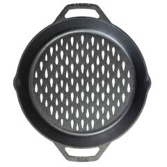 12 Inch  Seasoned Cast Iron Dual Handle Grilling Basket