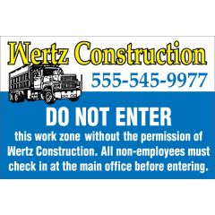 12 Inch X 8 Inch 0.055 Inch Polyethylene Sign