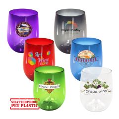 12 Oz Plastic Stemless Wine Glass, Full Color Digital