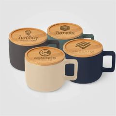 12 Oz Ceramic Mug With Bamboo Lid
