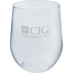 12 Oz Clear Plastic Stemless Wine Glass