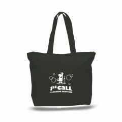 12 Oz Cotton Canvas Reusable Tote Bag W/ Handles & Zipper
