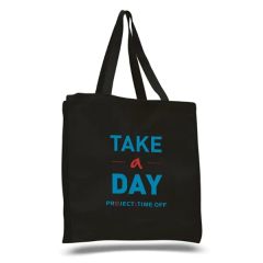 12 Oz Cotton Canvas Reusable Tote Bag W/ Handles For Books
