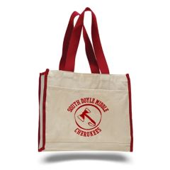 12 Oz Cotton Canvas Reusable Tote Bag W/ Pocket & Handles