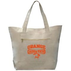12 Oz Cotton Canvas Reusable Zipper Shopping Tote W/ Handles