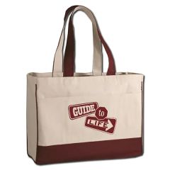 12 Oz Cotton Canvas Shopping Tote W/ Handles& Zipper Pocket