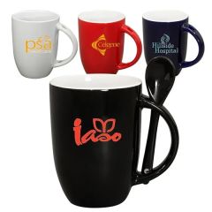 12 Oz Dapper Ceramic Mug With Spoon