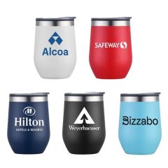 12 Oz Double Wall SS / PP Wine Mug With Clear Lid