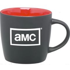 12 Oz Matte Black Ceramic Coffee Mug With Colored Interior