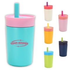 12 Oz Portable Stainless Steel Vacuum Coffee Cup With Straw