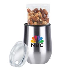 12 Oz Stemless Wine Tumbler Gift Set With Mixed Nuts