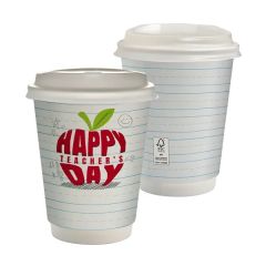 12 Oz Teacher Full Color Paper Cup With Lid