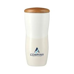 12 Oz Tumbler Ceramic With Wood Lid