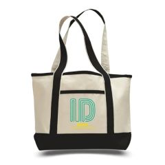 12 Ozcotton Canvas Reusable Shopping Tote W/ Pockets&handles