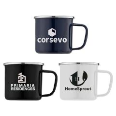 13 Oz. Enamel Campfire Mug With Stainless Steel Rim