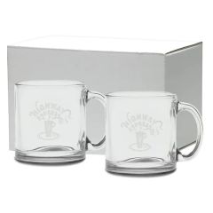 13 Oz Etched Clear Glass Coffee Mug Gift Set