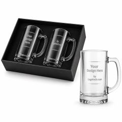 13 Oz Glass Beer Mugs, 2-Piece Set In Bellagio Box Deep Etc