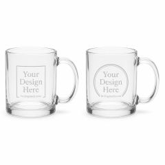 13 Oz Glass Coffee Mug Deep Etch