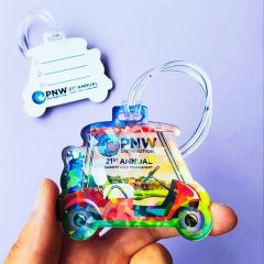 1/4 Inch Acrylic Cracked Ice Holographic Writeable Luggage Tag