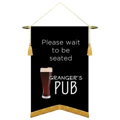 14 Inch X 20 Inch Podium Banner, Angle Cut/ With Fringe