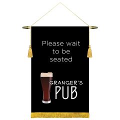 14 Inch X 20 Inch Podium Banner, Straight Cut/ With Fringe