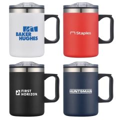 14 Oz Double Wall SS / PP Campfire Mug With Clear Lid