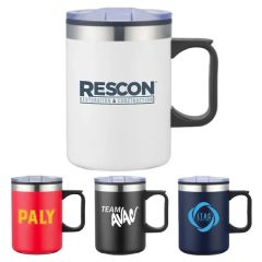 14 Oz Stainless Coffee Cup Mug W/ Lid Handle