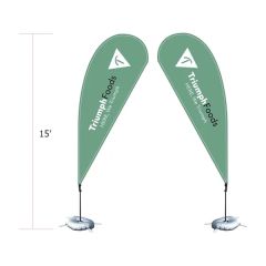 15 Ft Single Sided Teardrop Flags Custom