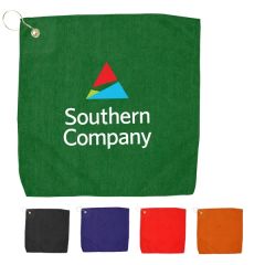 15 Inch X 15 Inch Hemmed Golf Towel With Grommet and Hook