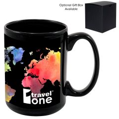 15 Oz Full Color Black Stoneware Magna Mug