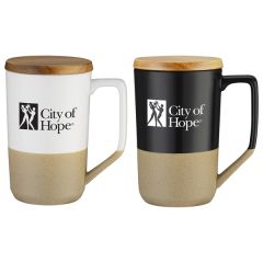 15 Oz Ceramic Mug Wood Lid